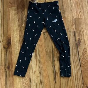 Nike Kids Black and White Swoosh Leggings